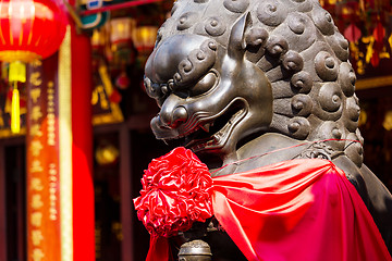 Image showing Lion statue in buddha temple 