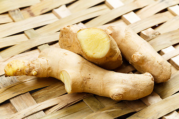 Image showing Ginger on bamboo