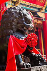 Image showing Lion statue in Chinese temple 