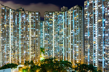 Image showing Compact life in Hong Kong at night