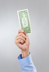 Image showing Businessman hand hold with one dollar