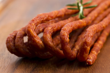 Image showing Kabanos - Polish long thin dry sausage made of pork