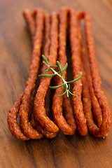 Image showing Kabanos - Polish long thin dry sausage made of pork
