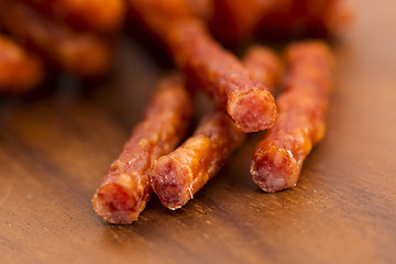 Image showing Kabanos - Polish long thin dry sausage made of pork