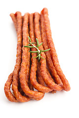 Image showing Kabanos - Polish long thin dry sausage made of pork