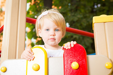 Image showing Outdoor portrait  of cute little girl