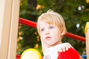 Image showing Outdoor portrait  of cute little girl