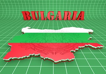 Image showing map illustration of Bulgaria with flag