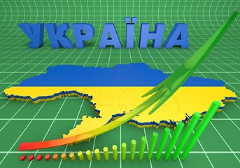 Image showing map illustration of Ukraine with flag