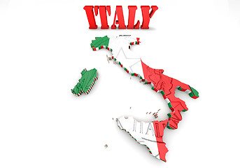 Image showing Map of Italy with flag