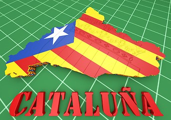 Image showing map illustration of Catalonia with flag