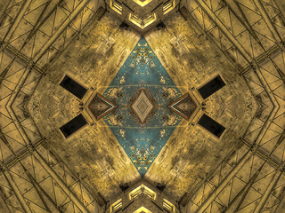 Image showing Ethnic pattern. Abstract kaleidoscope  fabric design.