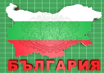 Image showing map illustration of Bulgaria with flag