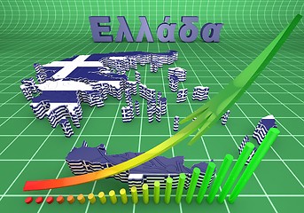 Image showing map illustration of Greece with flag