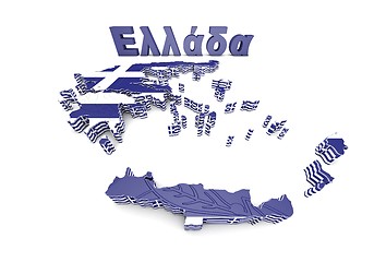 Image showing map illustration of Greece with flag