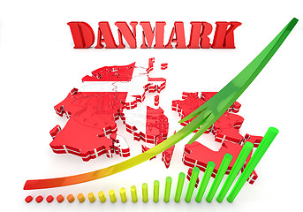 Image showing map illustration of Denmark with flag