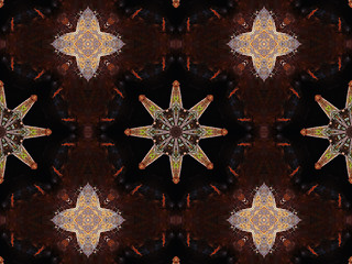 Image showing Ethnic pattern. Abstract kaleidoscope  fabric design.