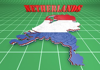 Image showing Map illustration of Netherlands with flag