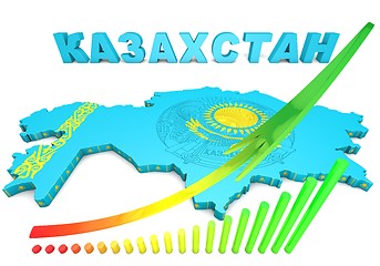 Image showing map illustration of Kazakhstan with flag