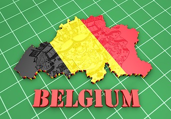 Image showing map illustration of Belgium with flag