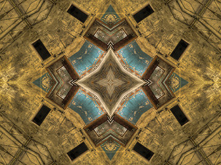 Image showing Ethnic pattern. Abstract kaleidoscope  fabric design.