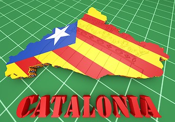 Image showing map illustration of Catalonia with flag