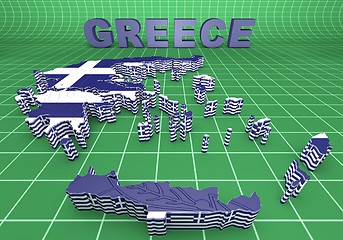 Image showing map illustration of Greece with flag