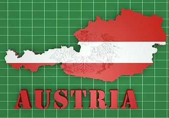 Image showing map illustration of Austria with flag