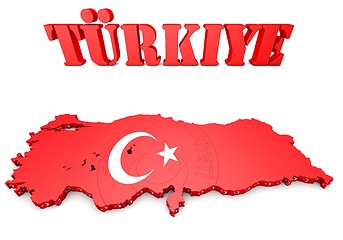 Image showing map illustration of Turkey with flag
