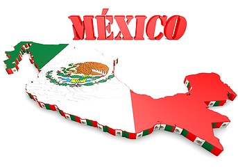 Image showing map illustration of Mexico with flag