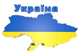 Image showing map illustration of Ukraine with flag