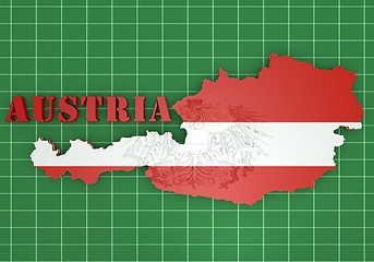 Image showing map illustration of Austria with flag