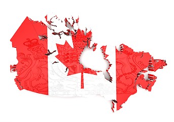 Image showing Map of Canada with flag colors