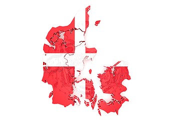 Image showing map illustration of Denmark with flag