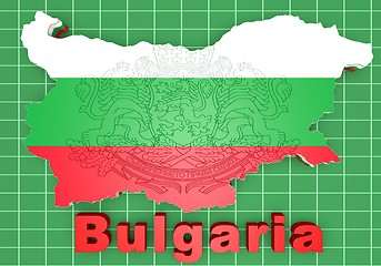 Image showing map illustration of Bulgaria with flag