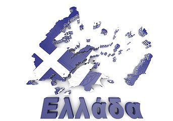 Image showing map illustration of Greece with flag