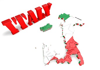 Image showing Map of Italy with flag