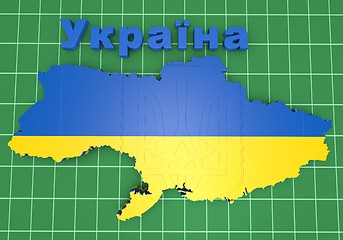 Image showing map illustration of Ukraine with flag