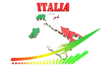 Image showing Map of Italy with flag