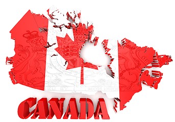 Image showing Map of Canada with flag colors