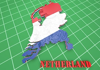 Image showing Map illustration of Netherlands with flag