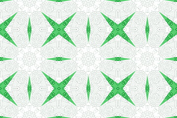 Image showing Ethnic pattern. Abstract kaleidoscope  fabric design.