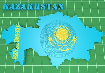 Image showing map illustration of Kazakhstan with flag