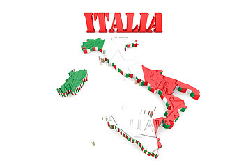 Image showing Map of Italy with flag