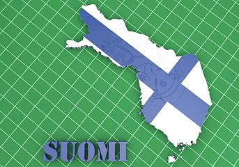 Image showing map illustratin of Finland with flag