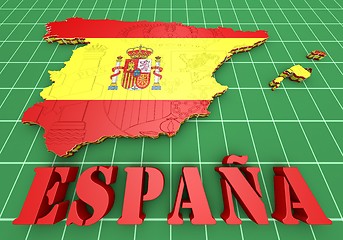 Image showing Map of SPAIN with flag