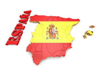 Image showing Map of SPAIN with flag