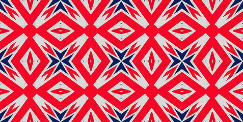 Image showing Ethnic pattern. Abstract kaleidoscope  fabric design.