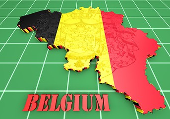 Image showing map illustration of Belgium with flag