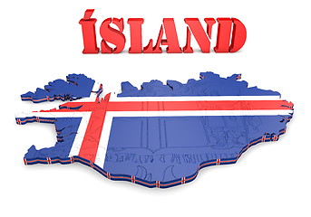 Image showing map illustration of Iceland with flag